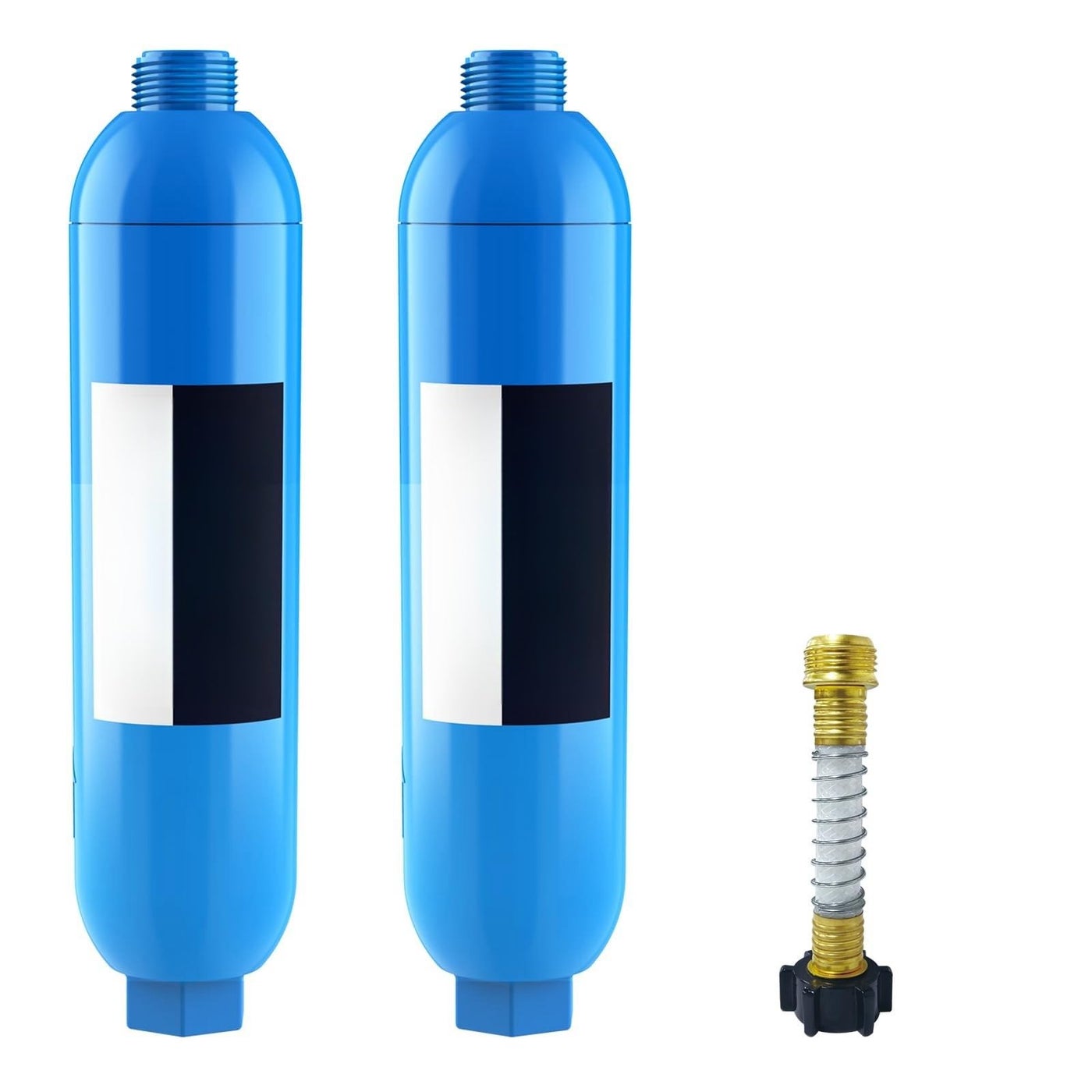 Marine Water Filter with 1 Flexible Hose Protector, Greatly Reduces Bad Taste, Odors, Chlorine and Sediment in Drinking Water, 2 Pack